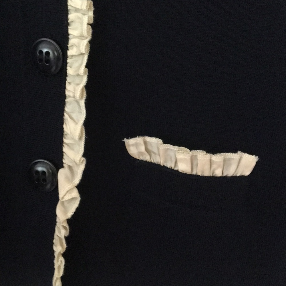 Navy Knit Jacket with Ruffled Detail - Picture 3 of 6